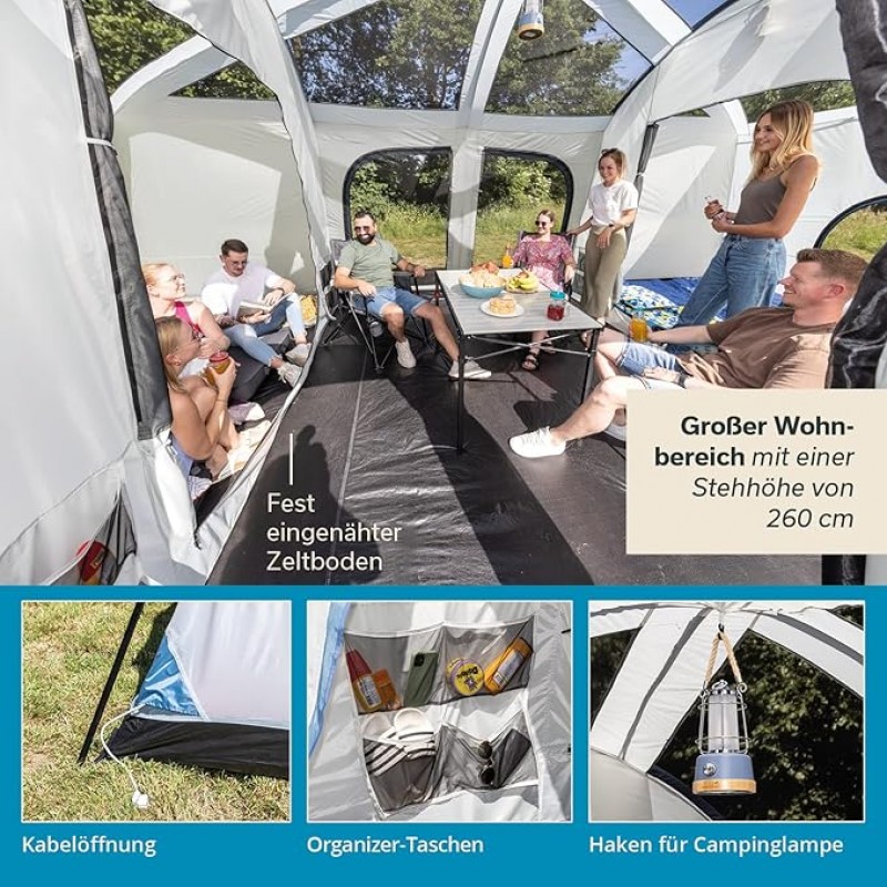 Urlaubszelt Familie Campingzelt Familienzelt 10 Personen mit Einzelwand Mesh-Dach abnehmbares Überze – 4