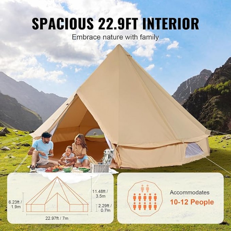 Jurtenzelt Glockenzelt 7 m Jurtenzelt Campingzelt geeignet für 6-12 Personen TC-Baumwolle und robust – Thumbnail 6