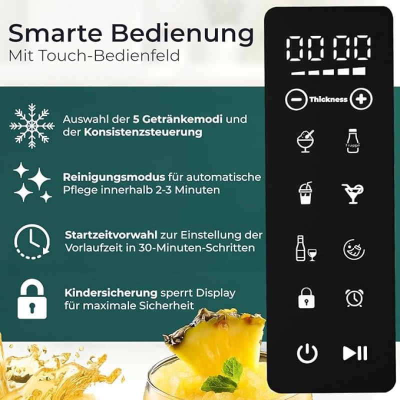 Slush Maschine privat mit 5 voreingestellten Programmen: Slushie Cocktail Milchshake Frappé Wein aut – Thumbnail 7