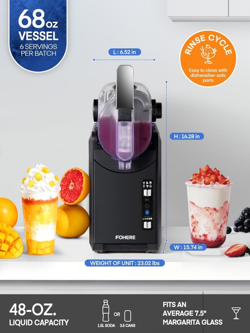 Slush Maschine 2L Slush Cocktail für Zuhause keine Eiswürfel erforderlich Selbstreinigend 5-in-1 mit – Thumbnail 7