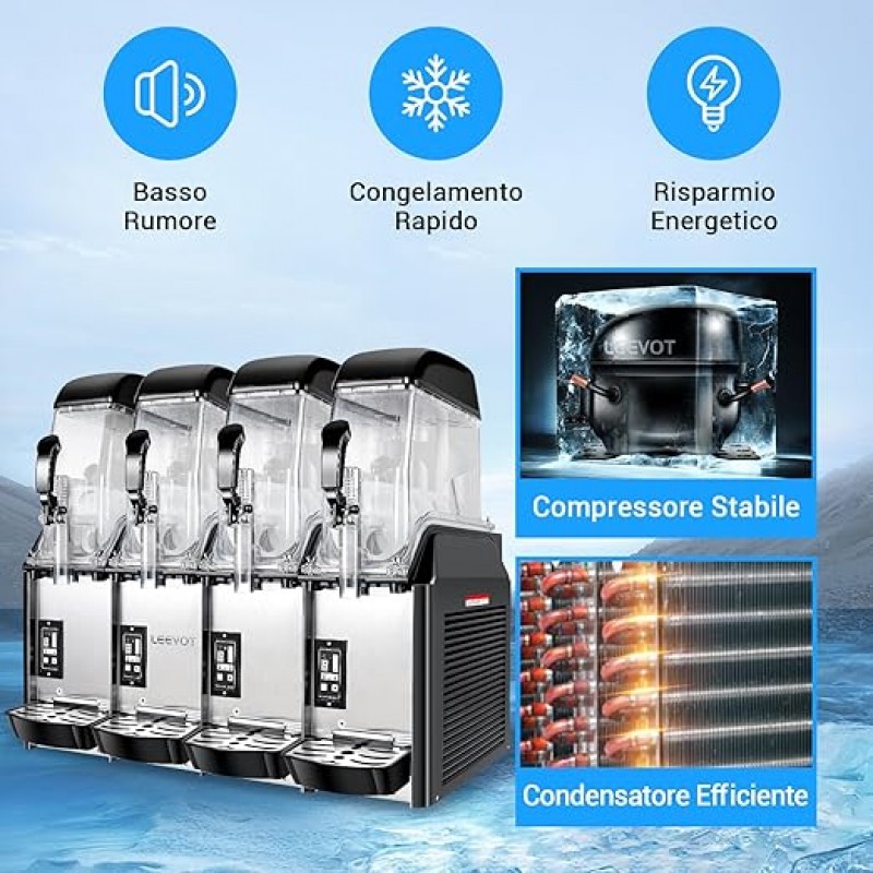 4er Slusheis Maschine 48 L kommerzieller Slush-Eisbereiter Slusheis Slushy-Maker 4 x 12 l – 2