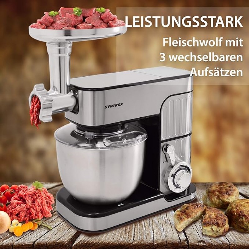 Fleischwolf leistungsstarke Küchenmaschine 1300 Watt Knetmaschine Mixer zeitloses Design 5,5 Liter – 3