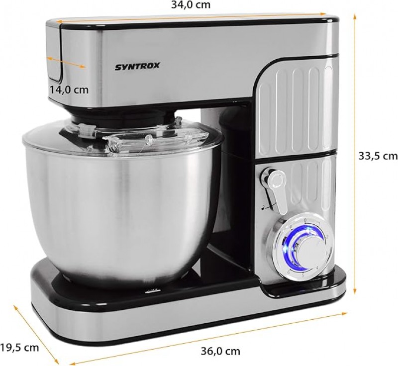 Fleischwolf leistungsstarke Küchenmaschine 1300 Watt Knetmaschine Mixer zeitloses Design 5,5 Liter – 5