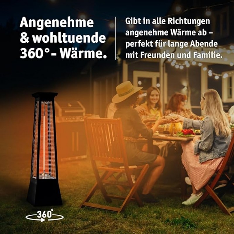 Heizstrahler Infrarot Terrassenheizung innen + außen optischer Blickfang 2000 W – Flammenoptik Strom – 3