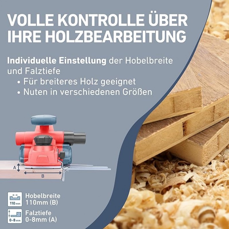 Elektrohobel Hobelmaschine Handhobel Premium 1000 WI mit 110 mm Hobelbreite und bis zu 3 mm Einspann – 3