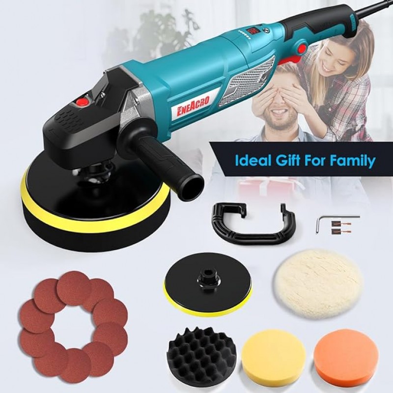 Poliermaschine 1800 W Polierer Variable Geschwindigkeit mit LCD-Display D-Griff und Seitengriff 150/ – 5