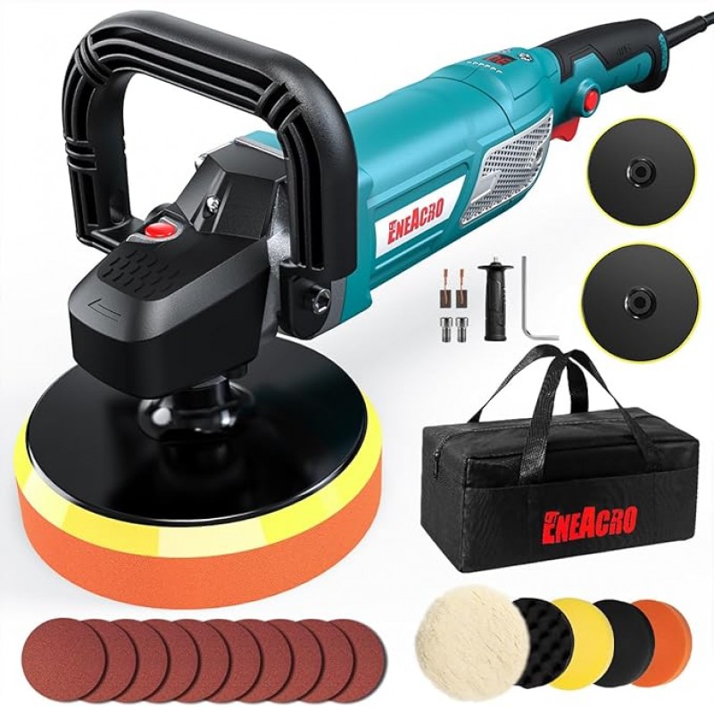 Poliermaschine 1800 W Polierer Variable Geschwindigkeit mit LCD-Display D-Griff und Seitengriff 150/