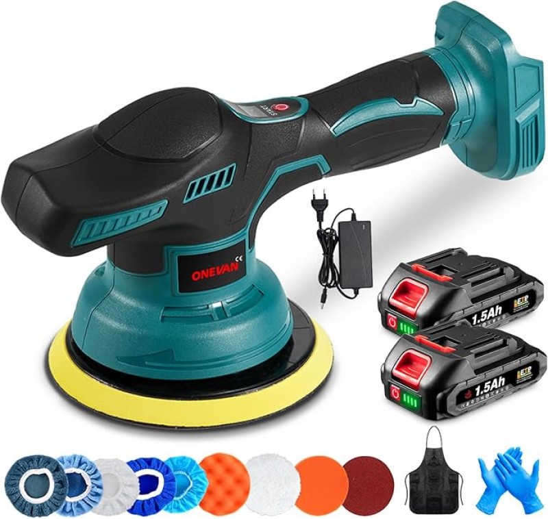 Akku Poliermaschine für Auto 8-Gang Autopolierer Poliermaschine mit LCD 150 mm kabellose Auto Polier