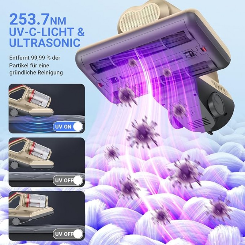 Milbensauger für Matratzen Handgerät mit UV-Licht 700 W Leistung 16Kpa starke Saugkraft Matratzenrei – 3