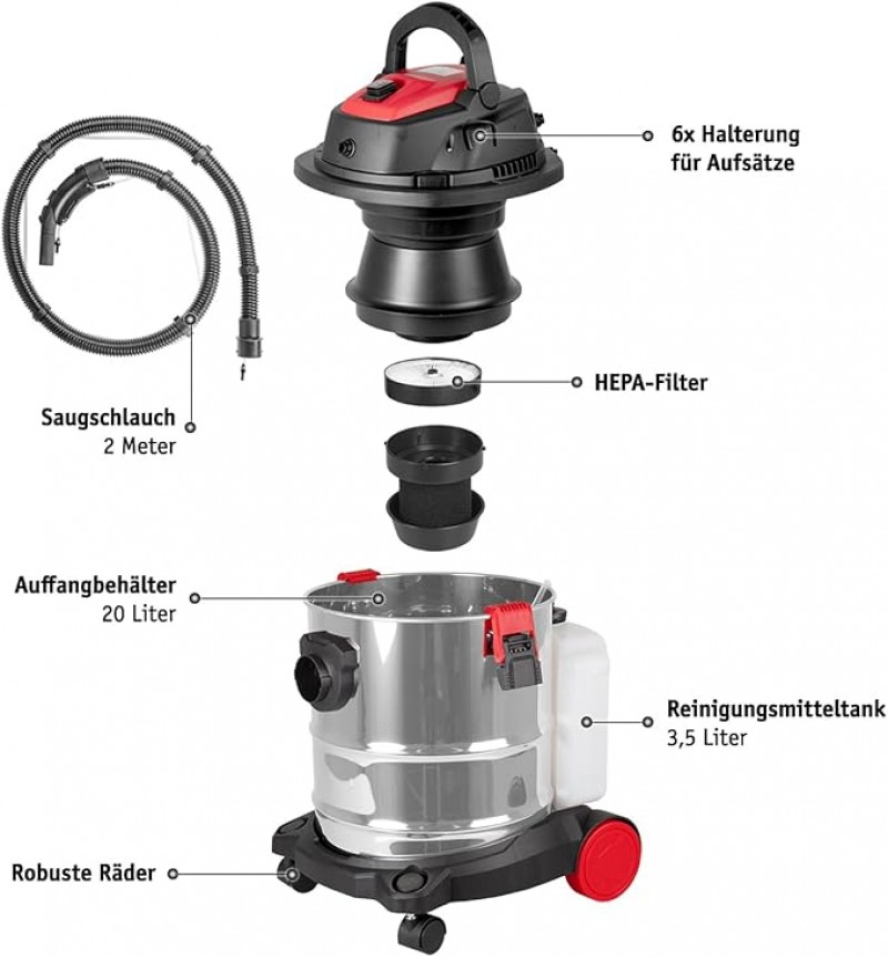 Polsterreiniger Waschsauger 1600 W Teppichreinigungsmaschine Nasssauger Trockensauger schnell effekt – 3