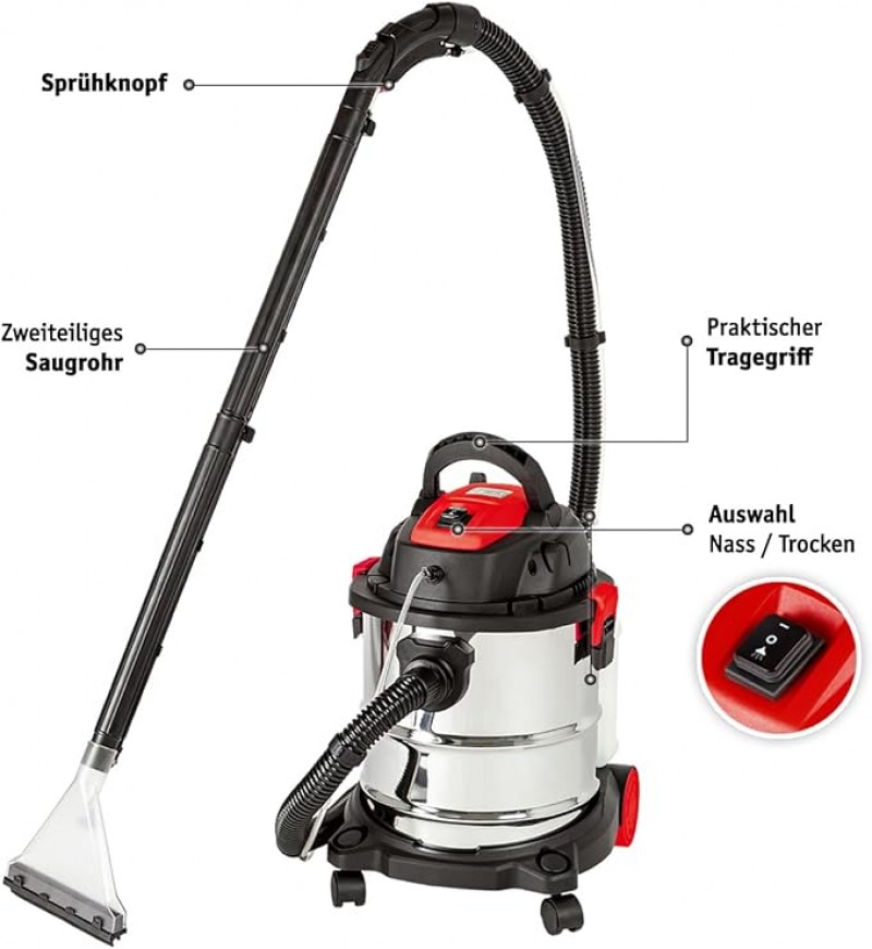Polsterreiniger Waschsauger 1600 W Teppichreinigungsmaschine Nasssauger Trockensauger schnell effekt – 4