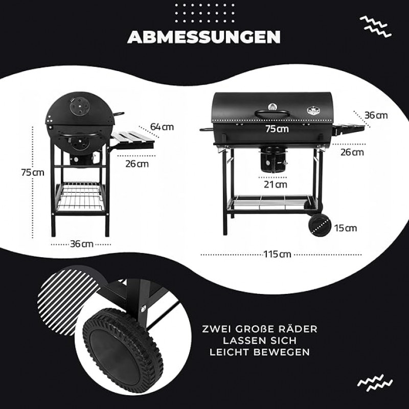 Campergrill Holzkohlegrill Grill groß Grillrost 710 x 350 mm mit Deckel + Warmhalterost – 4