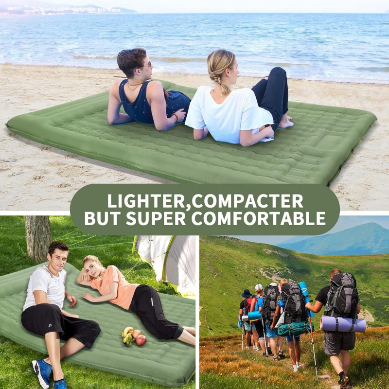 Camping Isomatte mit Fußpumpe 12 cm ultra dick aufblasbare Camping Matratze ultraleicht wasserdichte – 5