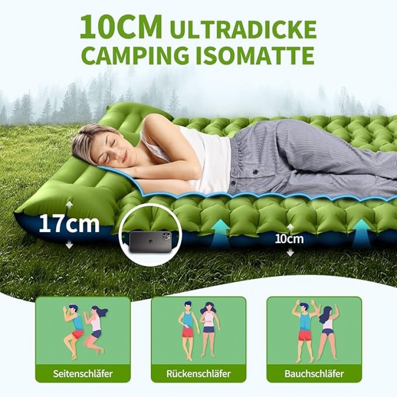 Camping Isomatte selbstaufblasend verdickte doppel Camping Matratze ultraleicht Luftmatratze Camping – 3