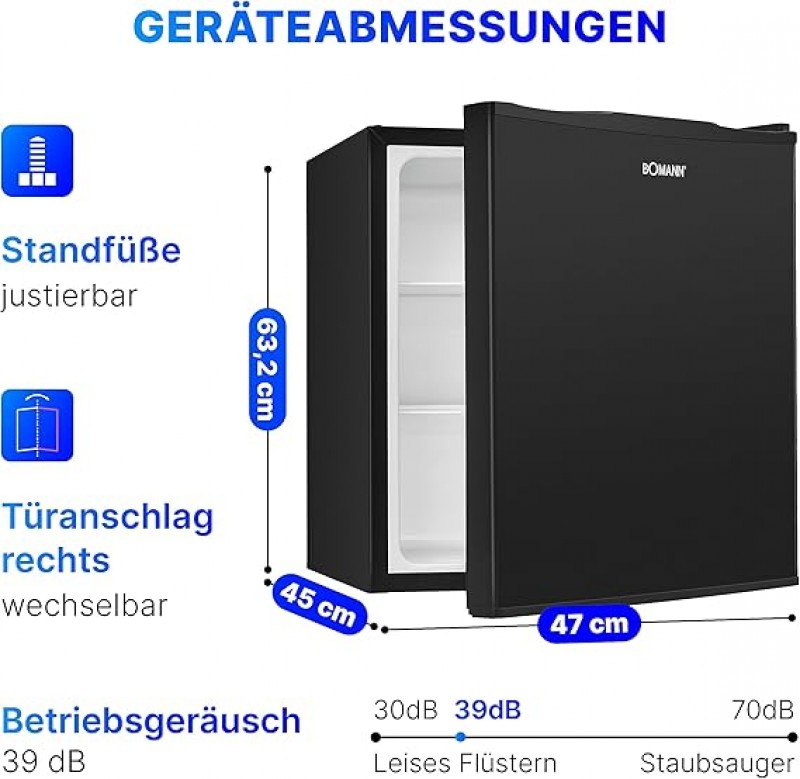 Mini-Kühlschrank 58 L 450x450x632 230 V kleiner Getränkekühlschrank Campingkühlschrank Glasablag – 5