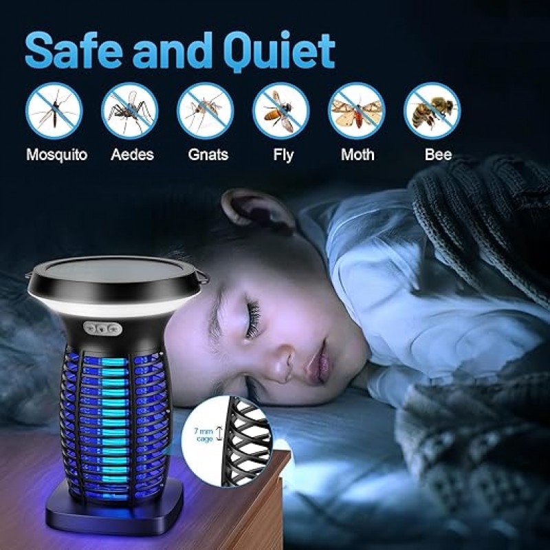 Nachtleuchte mit Elektrischem Insektenvernichter Mückenfalle UV-Mückenlampe Solar 3-in-1 wiederaufla – 2
