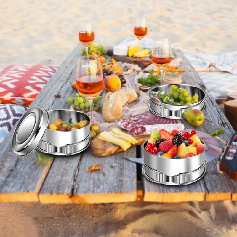 Kochgeschirr Camping Kochtopf Kochset 4er Set Edelstahl Outdoortopf Camping Outdoortopfset für Wande – 4