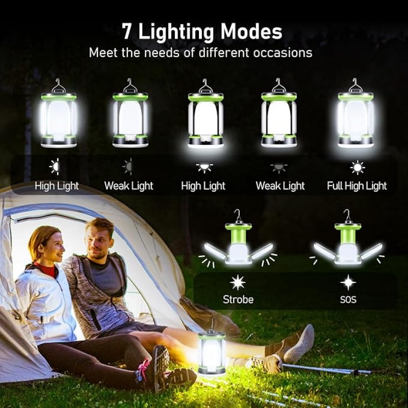 Nachtlampe LED Campinglampe Campinglaterne – 7 Leuchtmodi 60 LEDs superhell per USB wiederaufladbar  – 4