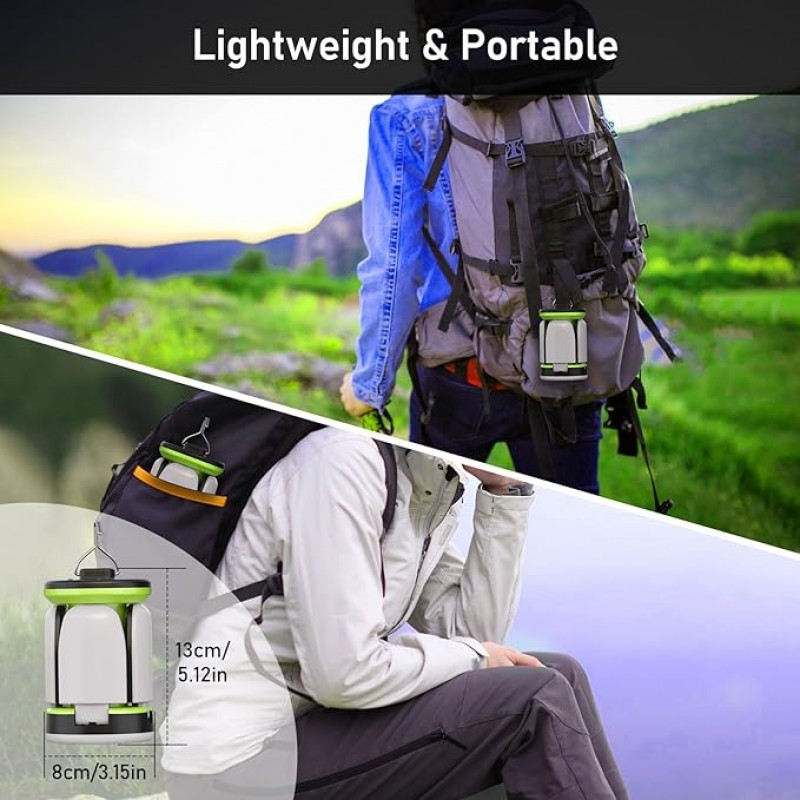 Nachtlampe LED Campinglampe Campinglaterne – 7 Leuchtmodi 60 LEDs superhell per USB wiederaufladbar  – Thumbnail 6