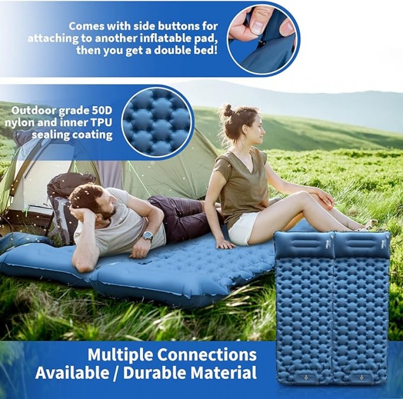 Selbstaufblasende Hohe Camping Luftmatratze mit integriertem Kissen Outdoor Campingmatte Isomatte kl
