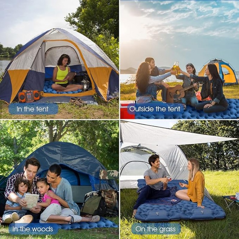 Selbstaufblasende Hohe Camping Luftmatratze mit integriertem Kissen Outdoor Campingmatte Isomatte kl – 3