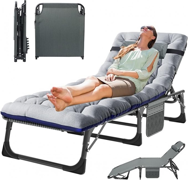 Zeltbett Sonnenliege Zeltliege 200kg belastbar Balkon/Garten klappbar mit Auflage Seitentasche Kopfs – 3