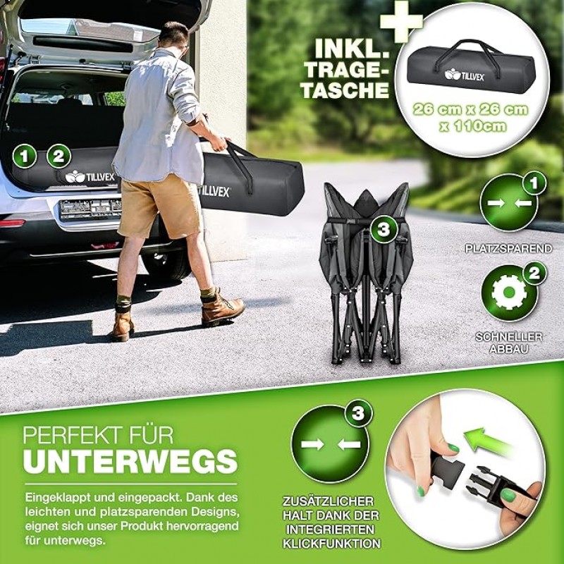 Campingbett faltbar mit Tragetasche bis 280 kg Campingliege extra breit Zeltbett Feldbett Karpfenlie – 4
