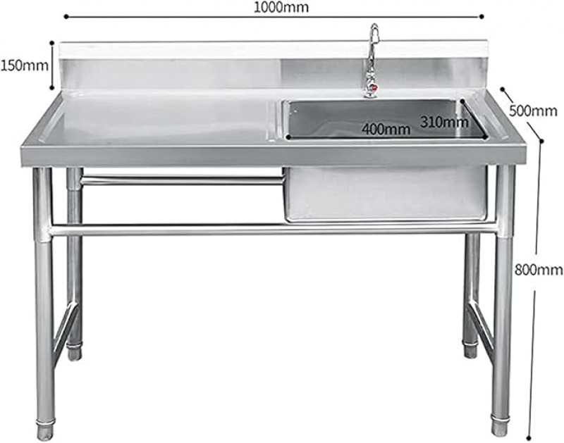 Outdoorspüle Edelstahl Camping Spüle Küchenspüle inkl. Armaturen 1 Becken mobile Spüle Gartenspüle S – Thumbnail 7