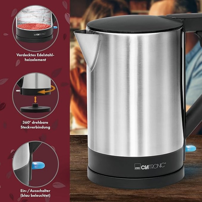 Camping Wasserkocher verdecktes Heizelement Abschaltautomatik Basisstation mit Kabelaufwicklung 1,5  – 4