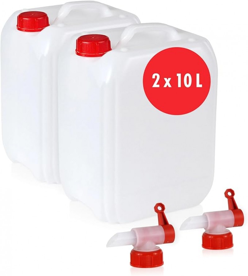 Wasserkanister 10 Liter weiß – BPA-frei &amp; lebensmittelecht – ideales Campingzubehör für Flüssigkeite – 2