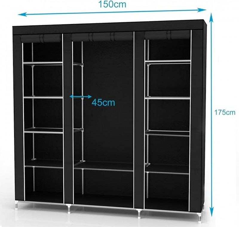 Campingschrank faltbar Kleiderschrank Reißverschluss-Kleiderstange Seitentasche und Stauraum – DIY-K – 2