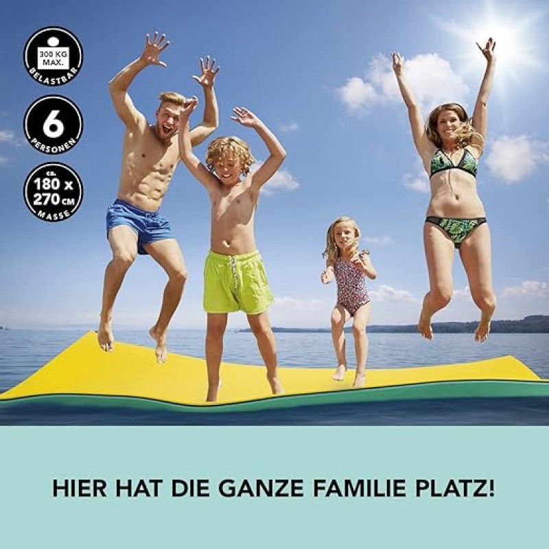 Schwimmmatte Wassermatte Strandmatte XXL 270 x 180 cm ohne aufblasen für auf oder an dem Wasser | be – 2
