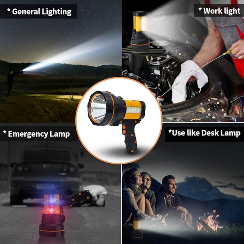 Handscheinwerfer hellste LED Taschenlampe extrem Hell aufladbar Handscheinwerfer mit grosser Batteri – Thumbnail 6