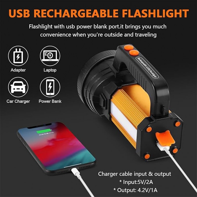 Handlampe Handscheinwerfer 7000 Lumens LED Taschenlampe wiederaufladbar super hell Strahler Camping  – 3