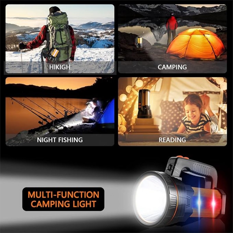 Handlampe Handscheinwerfer 7000 Lumens LED Taschenlampe wiederaufladbar super hell Strahler Camping  – Thumbnail 7
