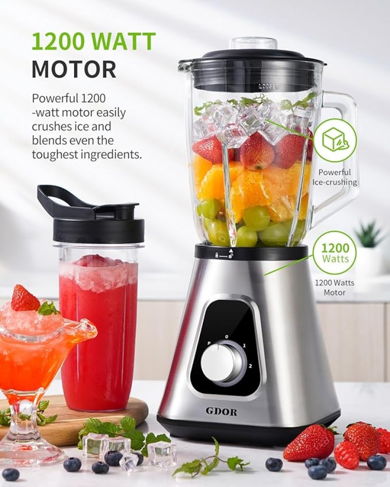 Küchenmixer Standmixer 2-1 Smoothie Maker Hochleistungsmixer 1200 W Mixer mit 1,5L Glaskrug und 650  – 2