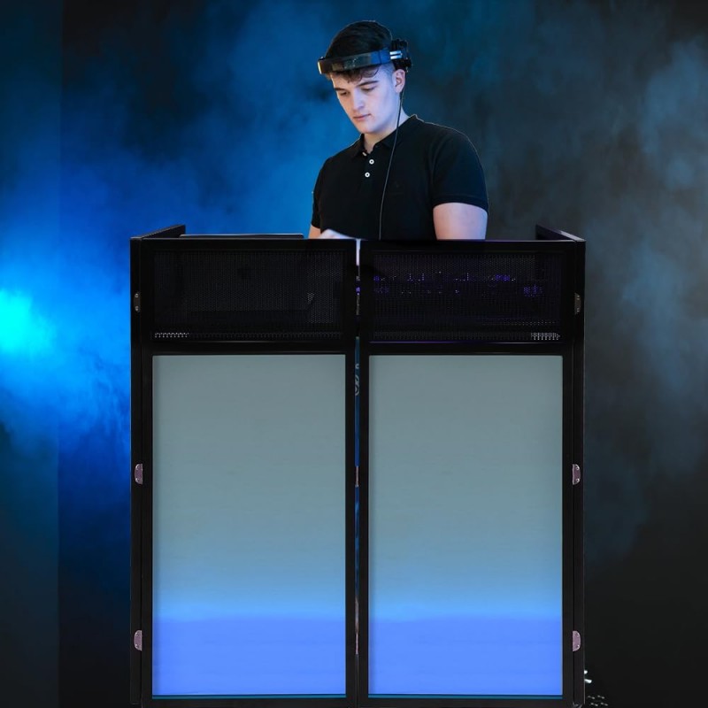 DJ Pult Klappbarer DJ-Tisch mobil und klappbar DJ Pult mit schwarz-weißer Verzierung höhenverstellba – Thumbnail 6