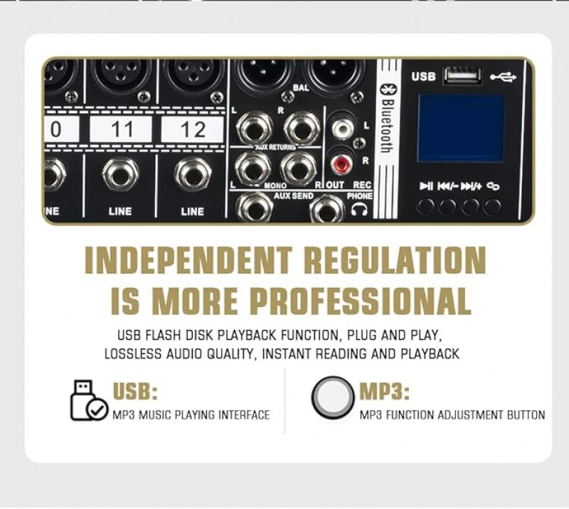 Professioneller Mixer Mischpult (12 Kanäle) für die Aufnahme von DJ-Bühnen-Karaoke-DSP-Effektor – 5