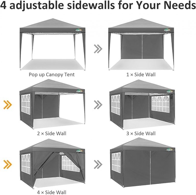 Faltpavillon Pavillon Zelt wasserdicht mit 4 Seitenwänden 2 davon mit Fenster 3 x 3 m (9 qm) – 2