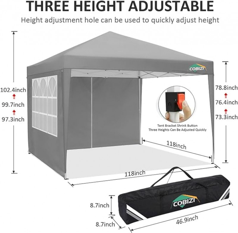 Faltpavillon Pavillon Zelt wasserdicht mit 4 Seitenwänden 2 davon mit Fenster 3 x 3 m (9 qm) – 3