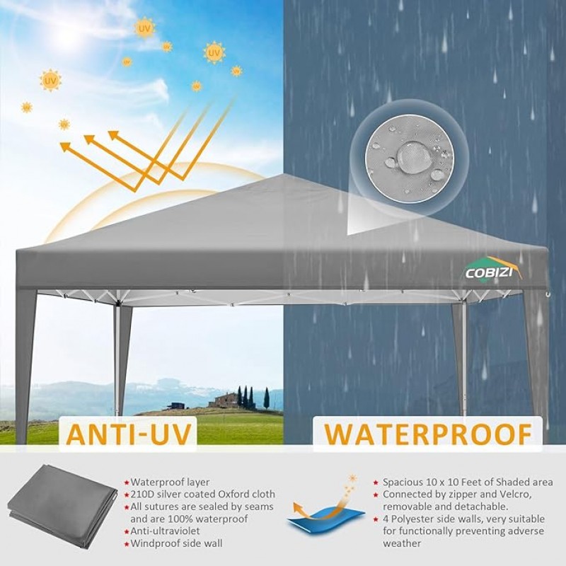 Faltpavillon Pavillon Zelt wasserdicht mit 4 Seitenwänden 2 davon mit Fenster 3 x 3 m (9 qm) – 4