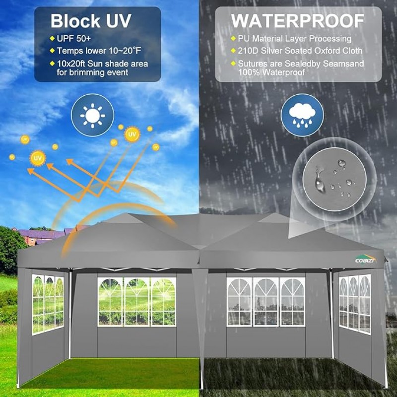 Faltpavillon 3 Stück Zelt Pavillon wasserdicht mit 18 Seitenwänden 12 davon mit Fenster 3 Stück a´3 – 2