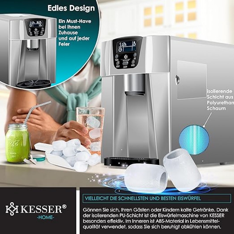 Eiswürfelbereiter Edelstahl Eiswürfelmaschine 100 W Eisbereiter 12 kg in 24 h 2 Würfelgrößen – 4