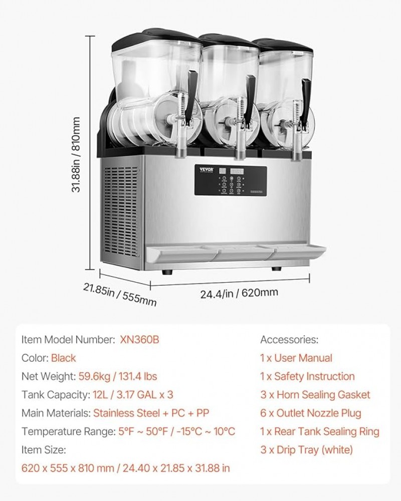 Slush-Eismaschine gewerblich 36 l Edelstahl + PC + PP Frozen Drink Maker Slush-Maschine Partys Cafés – 3