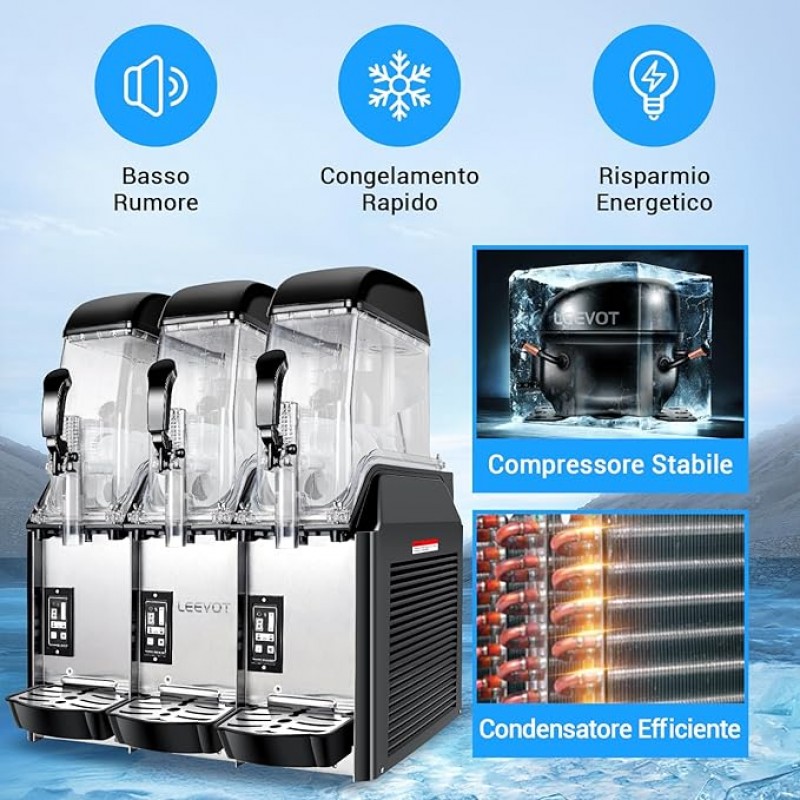 Kommerzielle Slush-Maschine 3 Tanks 36 Liter 1100 Watt Margarita-Maschine Gefriergetränke – 4