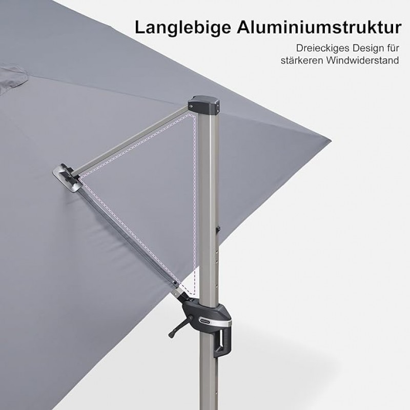 Marktschirm Sonnenschirm Ampelschirm Gartenschirm rechteckig 300 x 400 cm Aluminium groß XXL 360° – 2