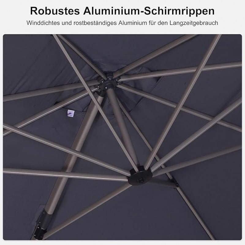 Marktschirm Sonnenschirm Ampelschirm Gartenschirm rechteckig 300 x 400 cm Aluminium groß XXL 360° – 4