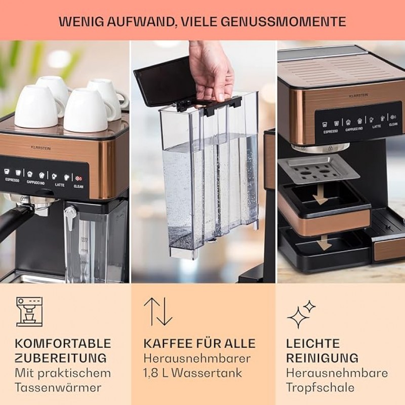 Espressomaschine Mini-Espressomaschine Kaffeevollautomat mit Milchaufschäumer 1,8 l mit Siebträger – Thumbnail 6
