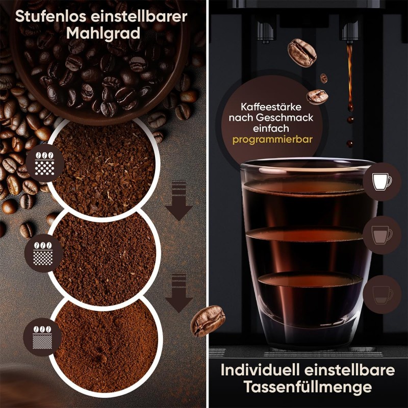 Kaffeevollautomat Milchaufschäumer Düse für Cappuccino Kegelmahlwerk mit Vorwärmfunktion für Tassen  – Thumbnail 6