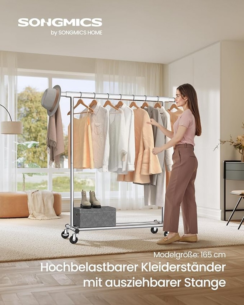 Kleiderständer robust Garderobenständer auf Rollen belastbar bis zu 100 kg 92 x 132 cm ausziehbar – 3
